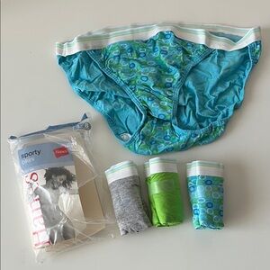 4 x Hanes cotton Sporty Bikini low rise bikini  - Blue Green Grey 8